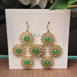Stella & Dot Green Garden Party Chandelier Earrings